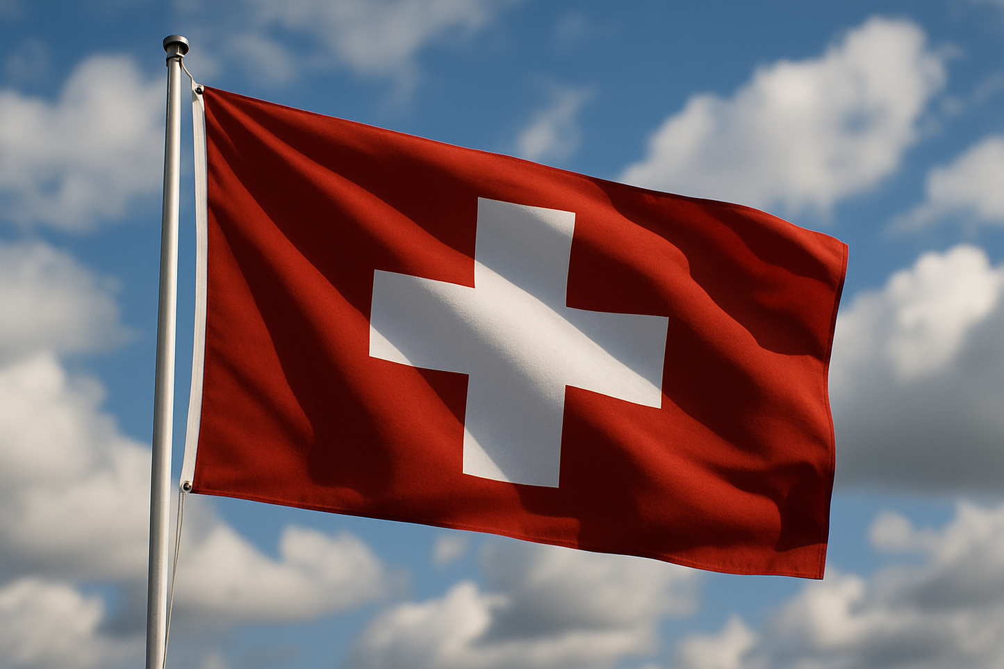 Schweiz-Flagge mit zwei Messing-Ösen