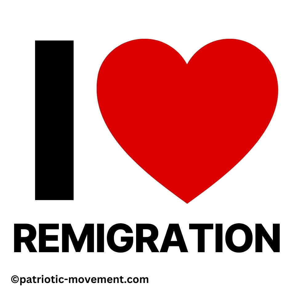 "I ❤ REMIGRATION": 10 - 300 stickers (Premium Qualität)