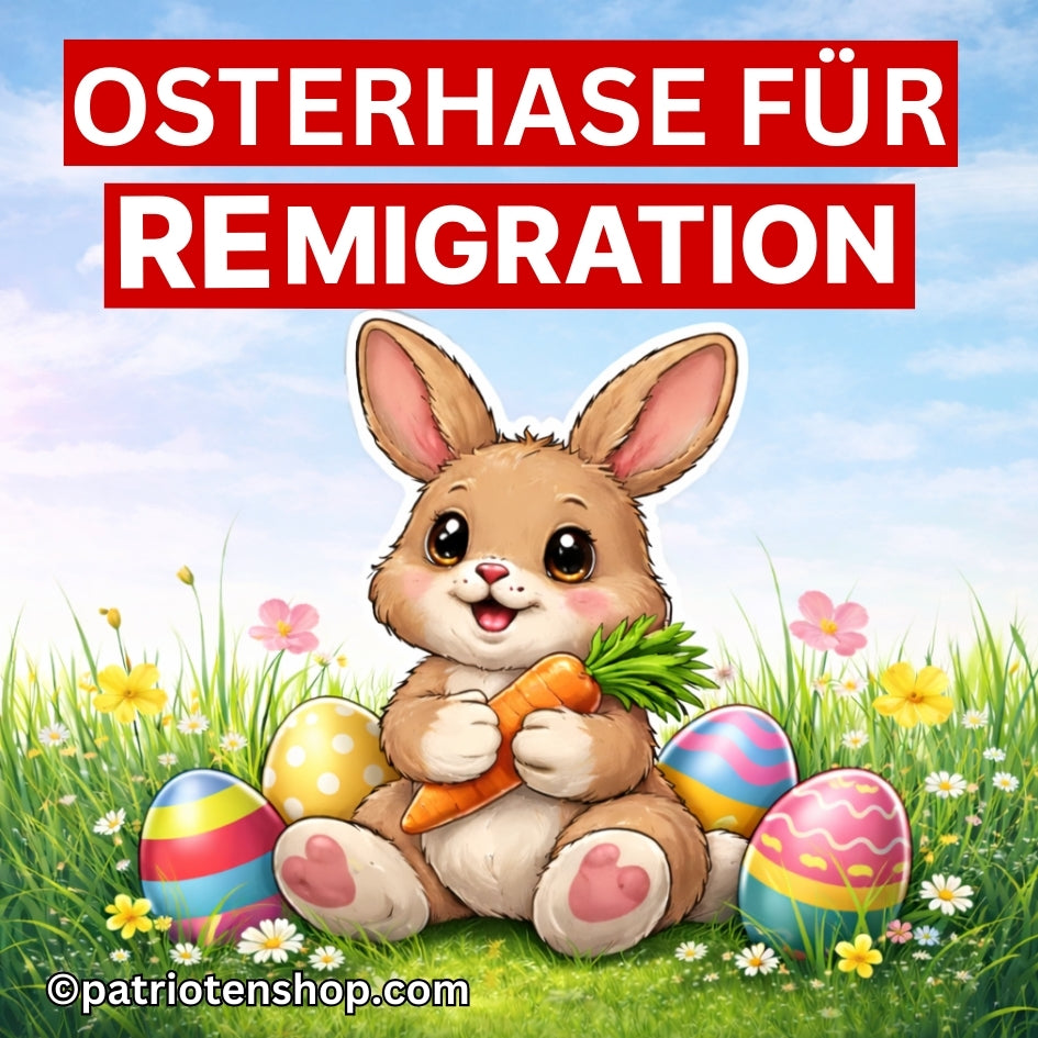 STRENG limitiert: "Osterhase für Remigration" 8x8cm : 10 - 300 Sticker (Premium-Qualität)