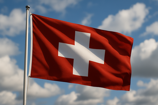 Schweiz-Flagge mit zwei Messing-Ösen