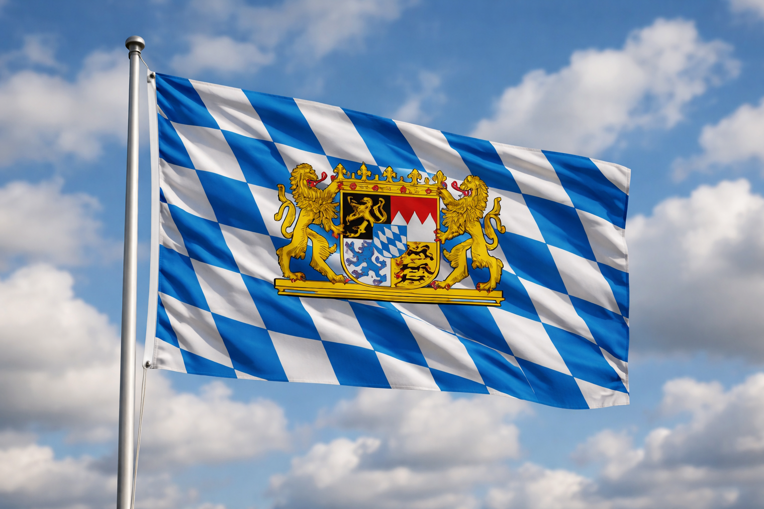 Bayerische Flagge mit zwei Messing-Ösen
