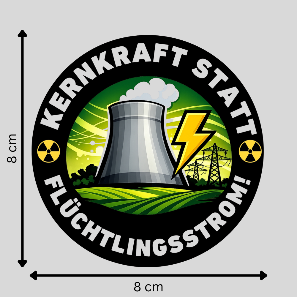 "Kernkraft statt Flüchtlingsstrom": 10 - 300 Sticker (Premium Qualität) 8x8cm
