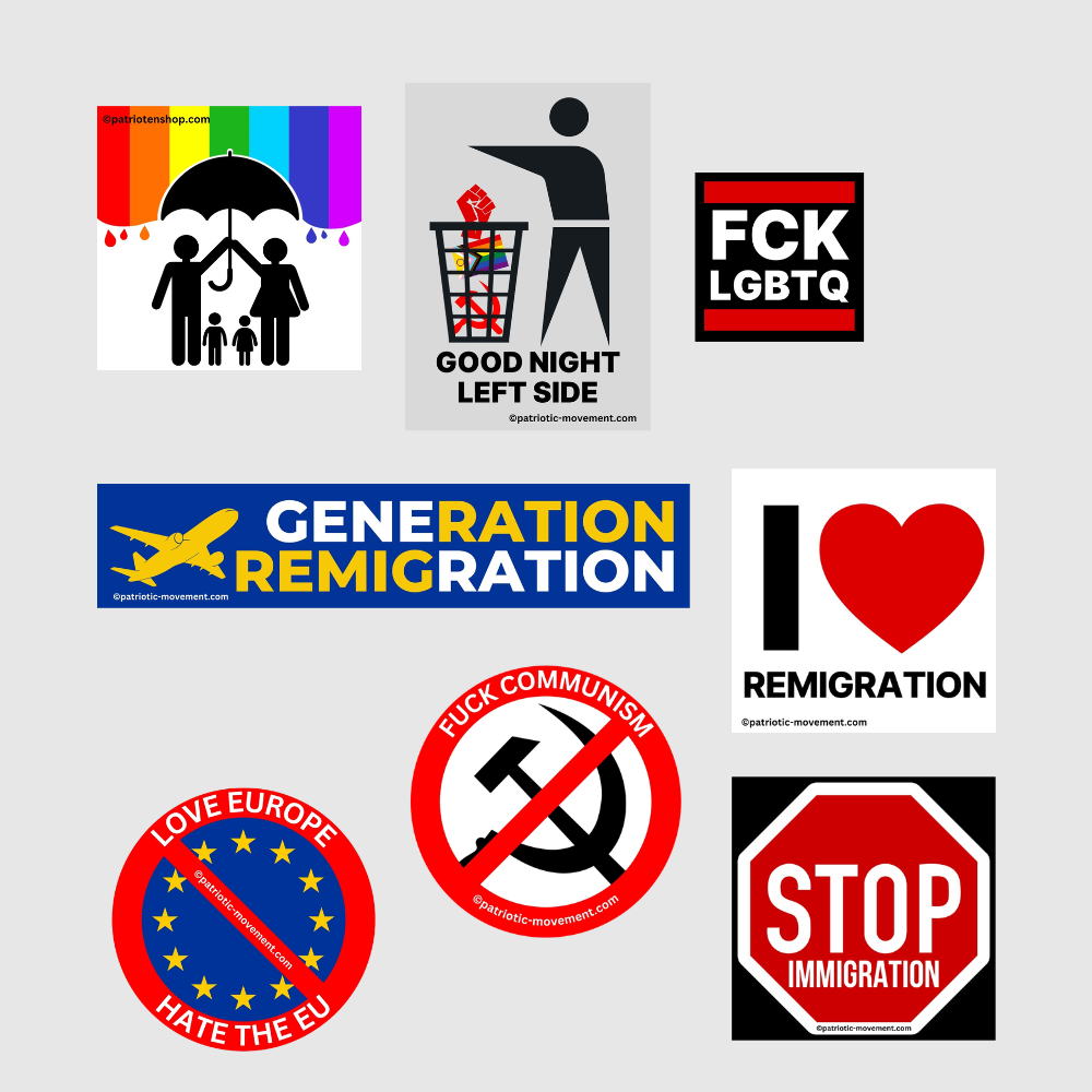 Package of 8 international Stickers (ALL motives) (40 - 800 pieces)